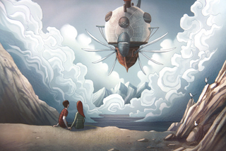 Illustration for article titled The airship emerged from jagged peaks, its body swollen with gas
